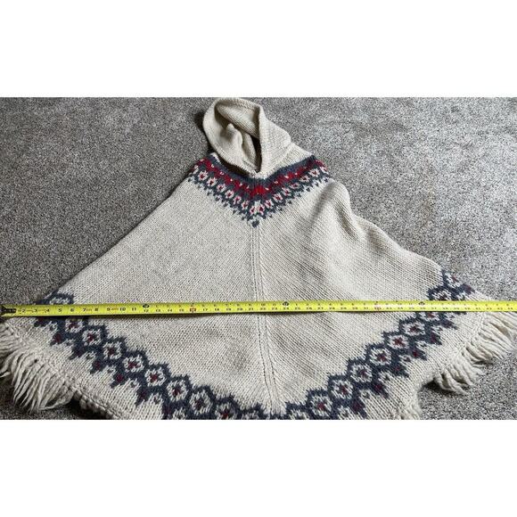 Vintage 90’s J. Crew Handknit 100% Wool Poncho Small / Medium Hong Kong - Picture 7 of 7